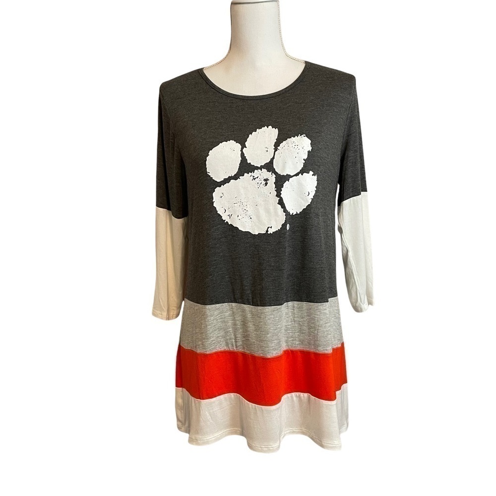 Gameday Couture Clemson Tigers Lightweight Tunic Top Grey, Orange and White-M